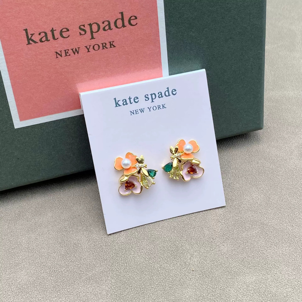 kate spade New Forest Style 3D Flower Leaves Dragonfly Inlaid Color Earrings
